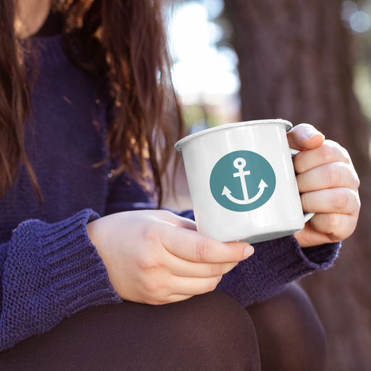 Emaille Tasse Klein ANKER BLAU