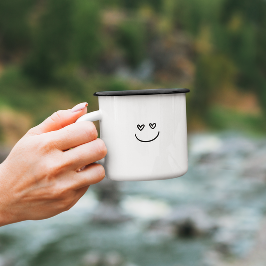 Emaille Tasse Klein SMILEY HERZEN
