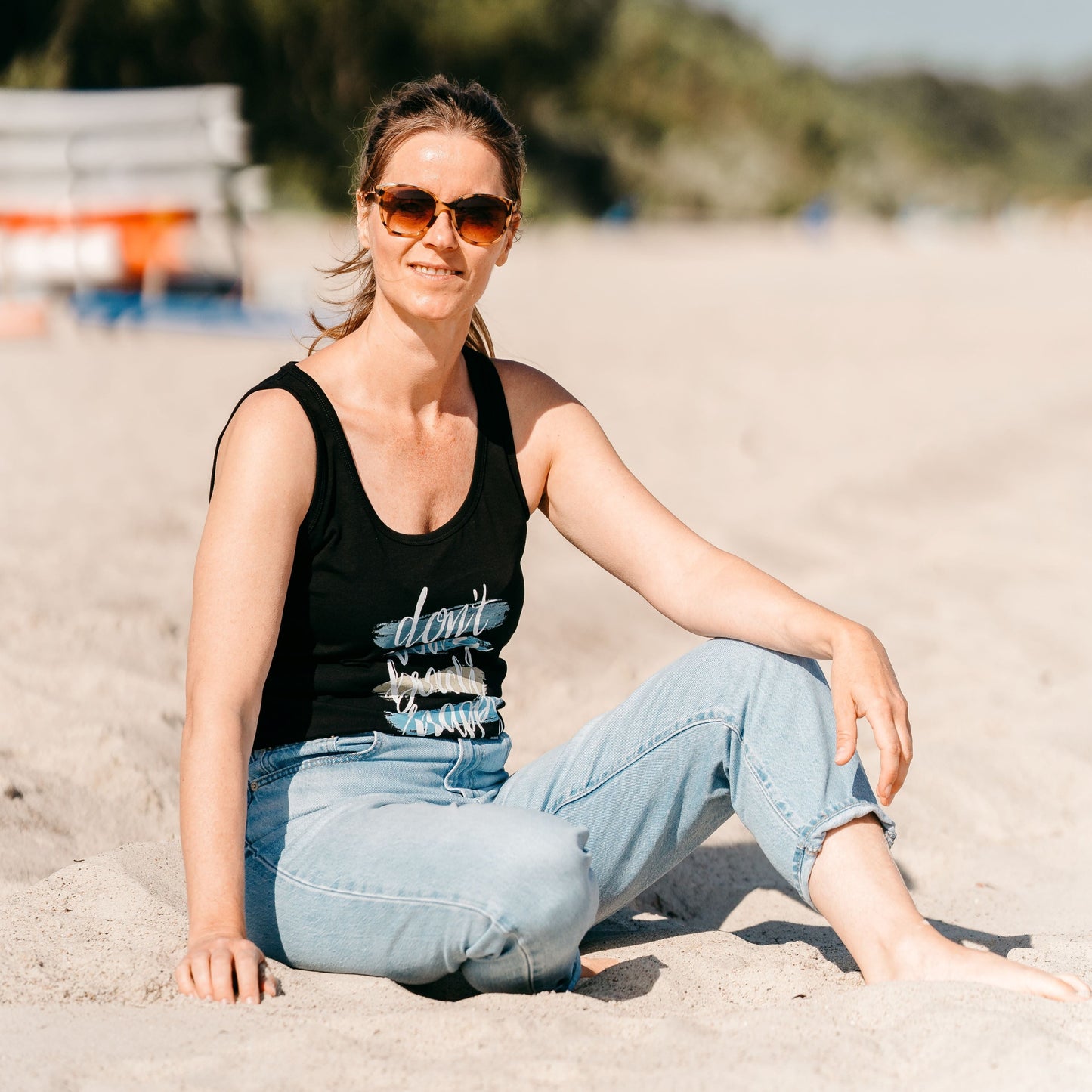 Premium Organic Tanktop Women don´t worry beach happy