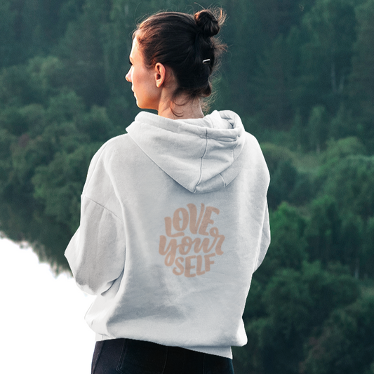 VACANCY Oversized Hoodie - Mit Taschendruck LOVE YOURSELF