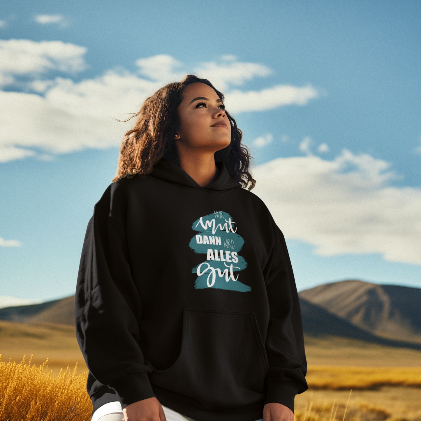 Premium Organic Hoodie NUR MUT, DANN WIRD ALLES GUT