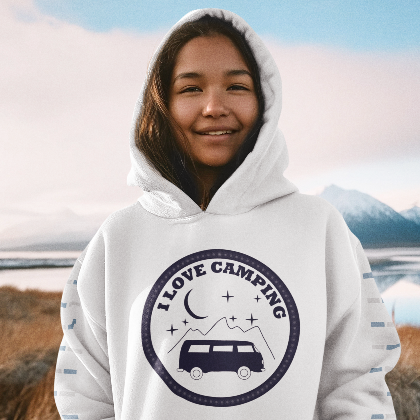Classic Hoodie - Mit Taschendruck i love camping