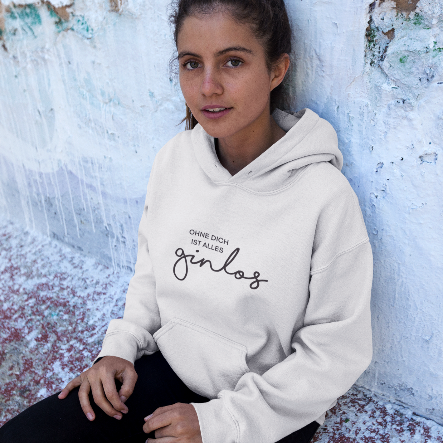 Classic Hoodie - Mit Taschendruck OHNE DICH IST ALLES GINLOS