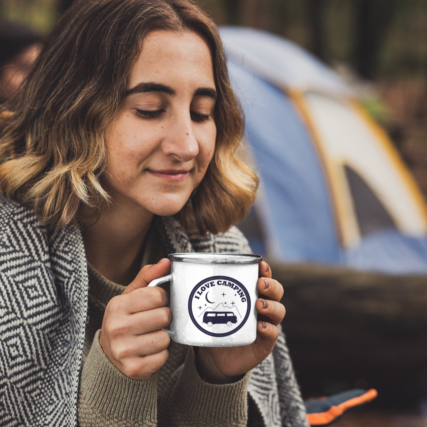 Emaille Tasse Klein i love camping