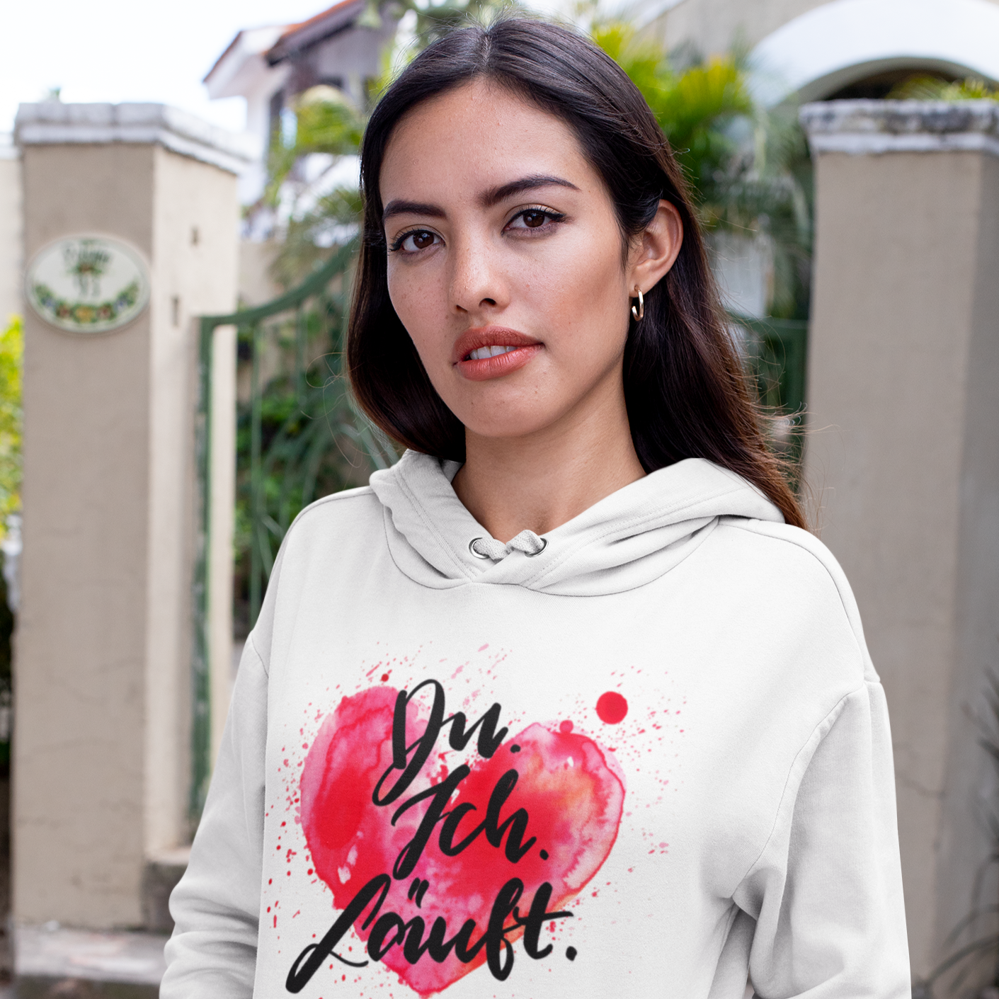 Classic Hoodie - Mit Taschendruck DU. ICH. LÄUFT
