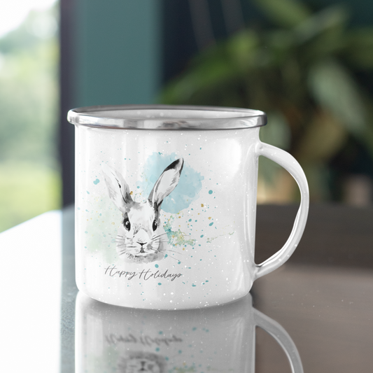 Emaille Tasse HAPPY HOLIDAYS