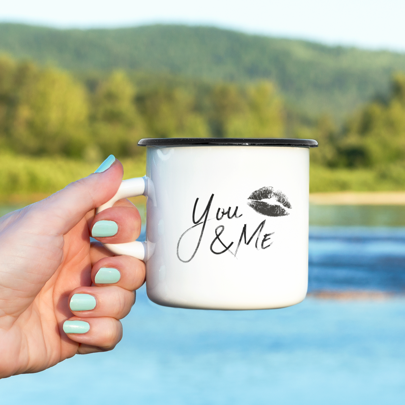 Emaille Tasse Klein YOU & ME