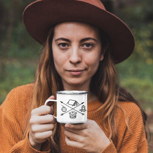 Emaille Tasse Klein CAMPING KREUZ