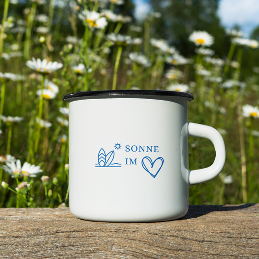 Emaille Tasse Klein SONNE IM HERZEN