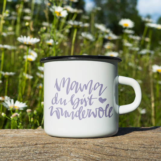Emaille Tasse Klein MAMA DU BIST WUNDERVOLL