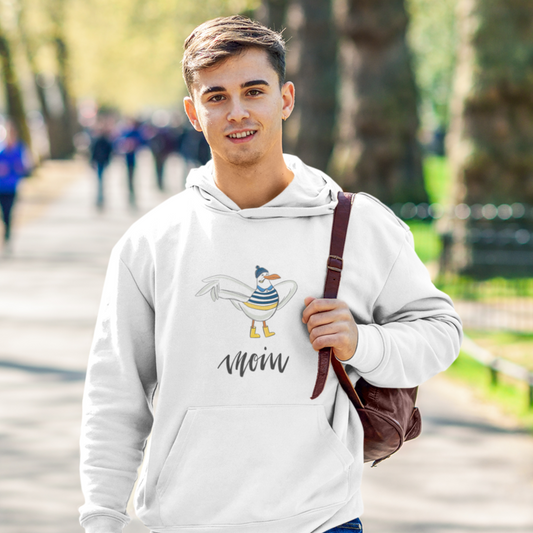 Classic Hoodie mit Taschendruck MOIN MÖWE