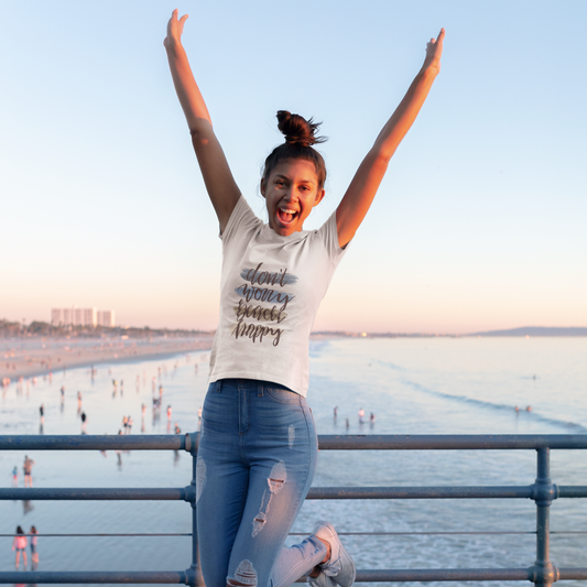 Premium Organic Shirt Women DON'T WORRY BEACH HAPPY