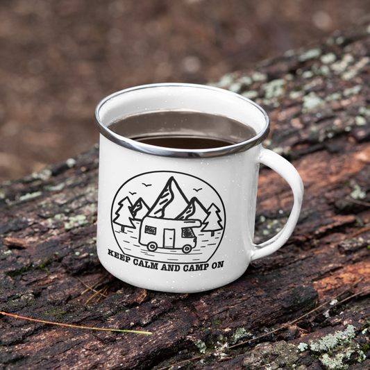 Emaille Tasse Klein keep calm and camp on