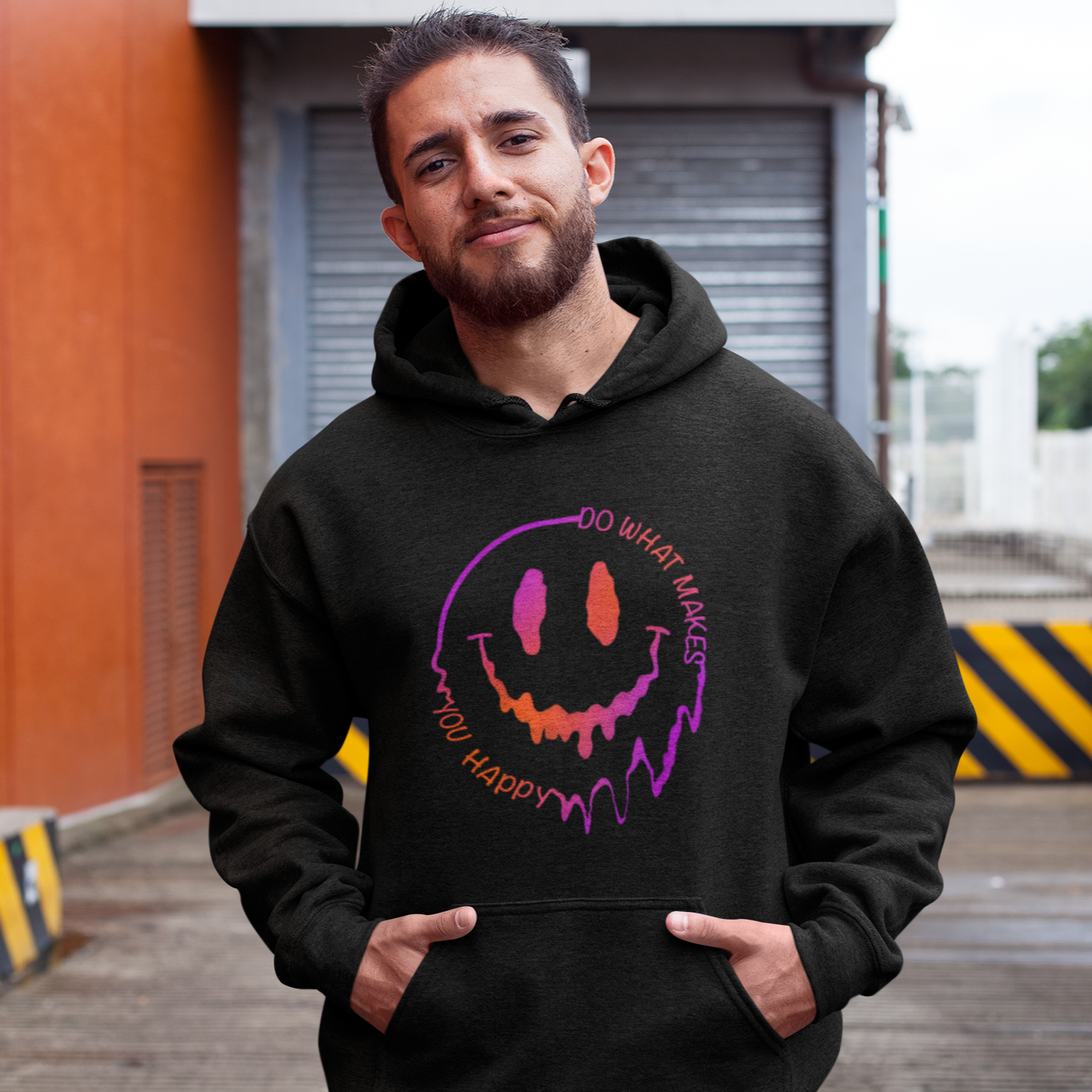 VACANCY Oversized Hoodie - Mit Taschendruck SMILEY