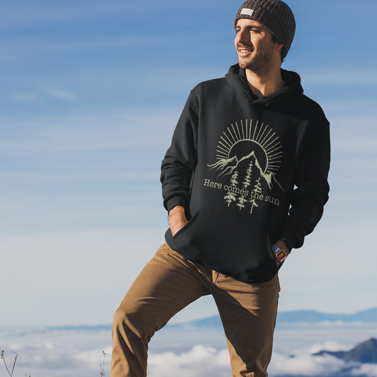 Classic Hoodie - Mit Taschendruck here comes the sun