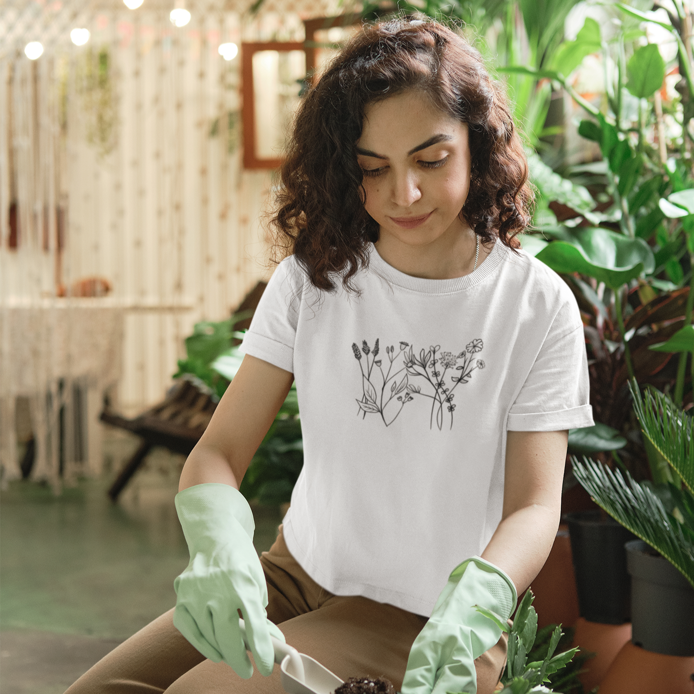 Premium Organic Shirt Women FLOWERS